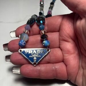 Prada Blue and Silver Beaded Necklace